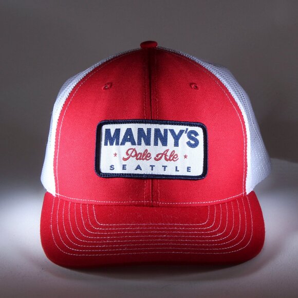Manny's Pale Ale Hat Mens OS Red Seattle Beer Richardsons 112 Cap - Picture 1 of 7